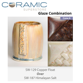 Copper Float SW-129 over Himalayan Salt SW-187 Stoneware Glaze Combination Copper Float SW-129 over Himalayan Salt SW-187 Stoneware Glaze Combination